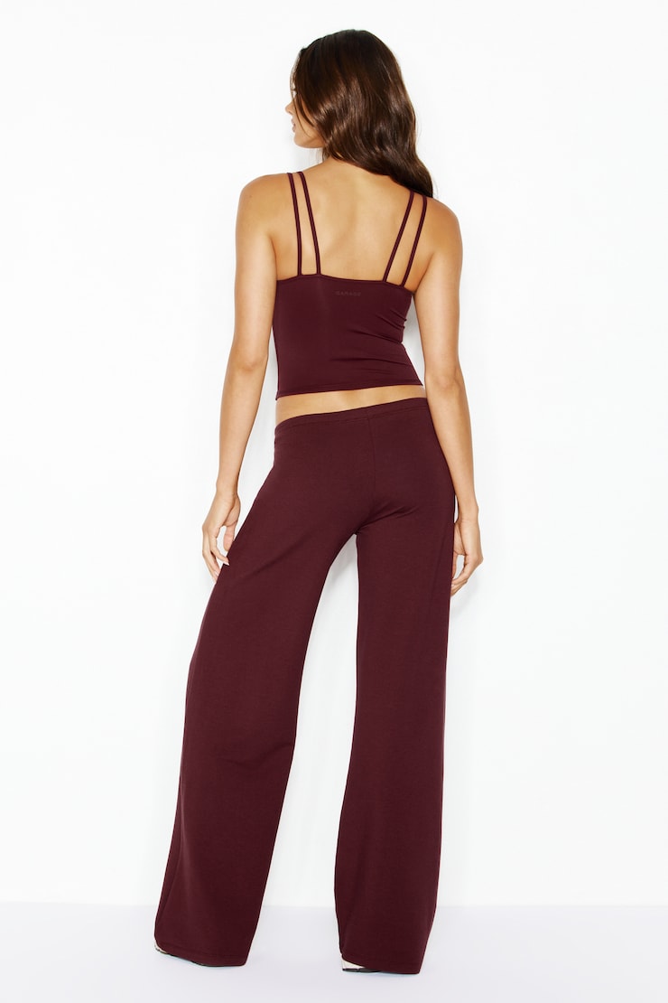 StretchTerry™ Wide Leg Pants, Burgundy Bite, large