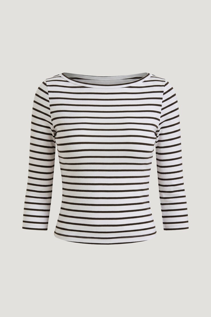 Maude Striped T Shirt Snow White / Java Brown Stripes large