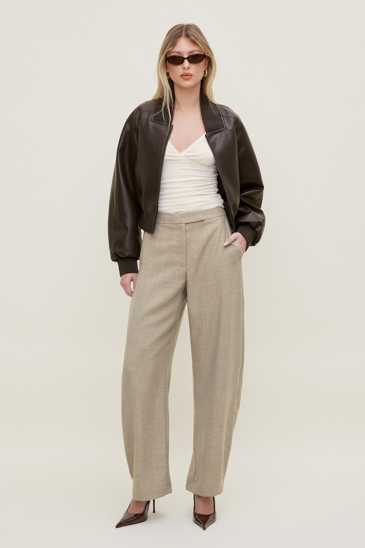 Pantalon à jambe ballon Slater Beige avoine chaude large
