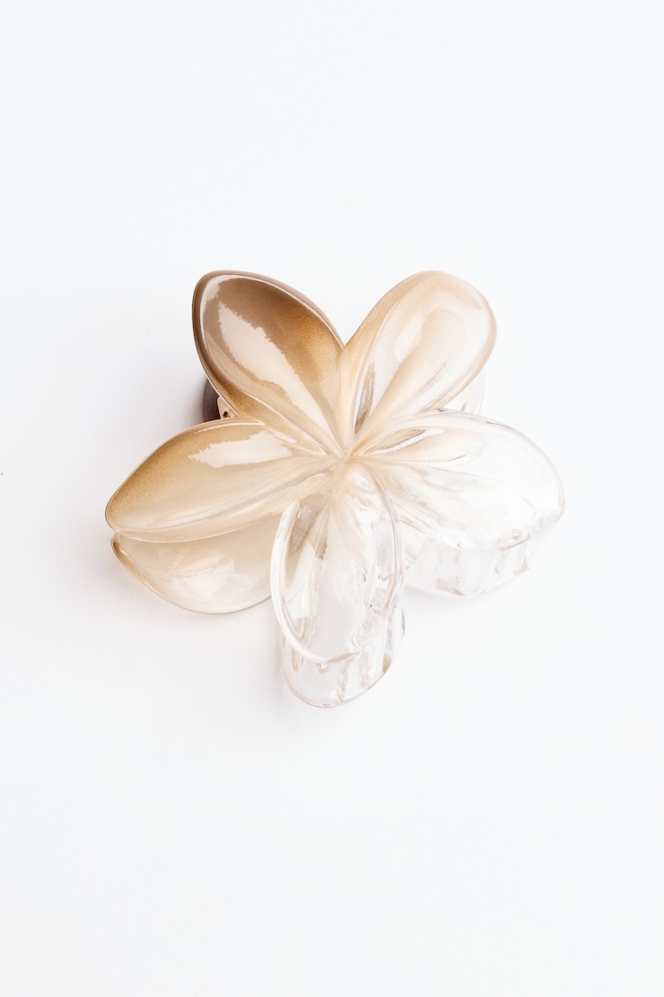 Flower Hair Claw, Satellite Beige/Translucent, large