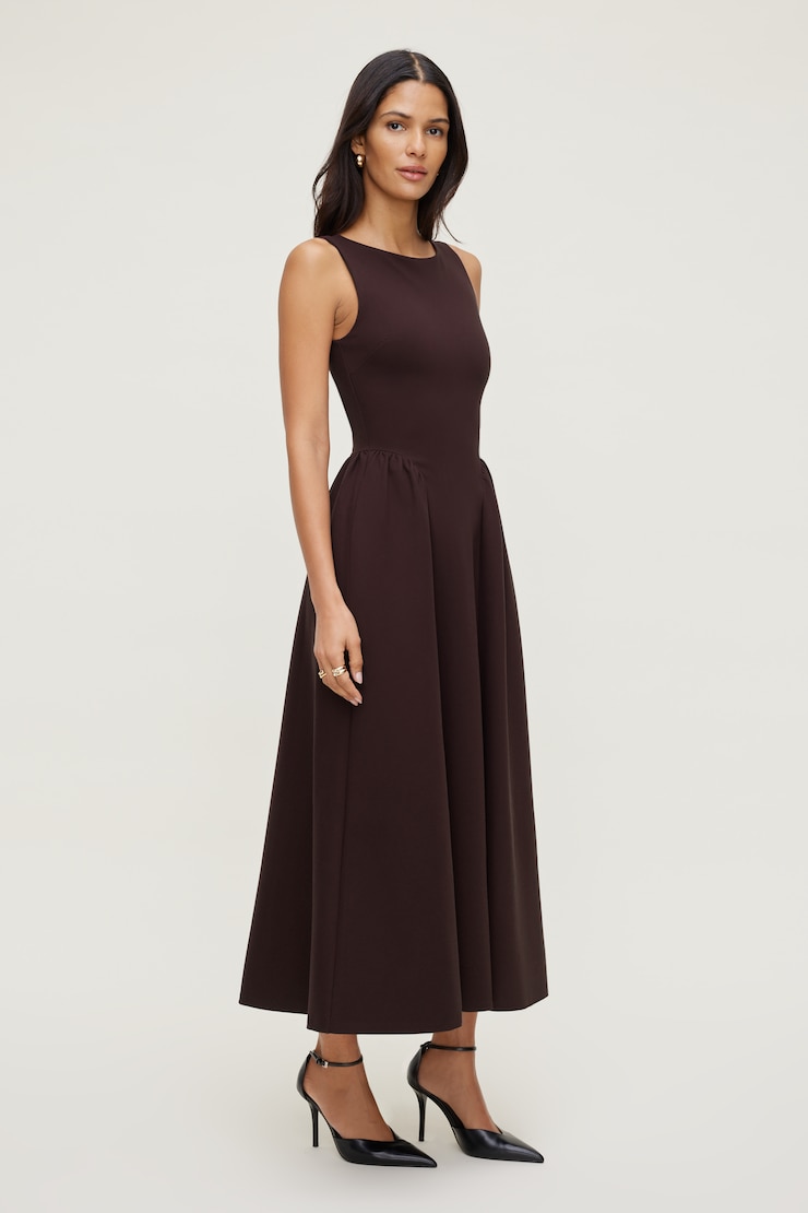 Iris Ponte Midi Dress Cherry Lacquer Burgundy large