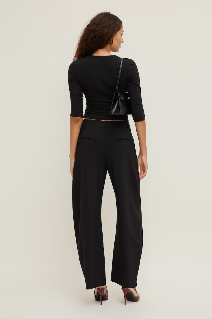 Pantalon à jambe ballon et taille mi-haute Andie Noir encre large
