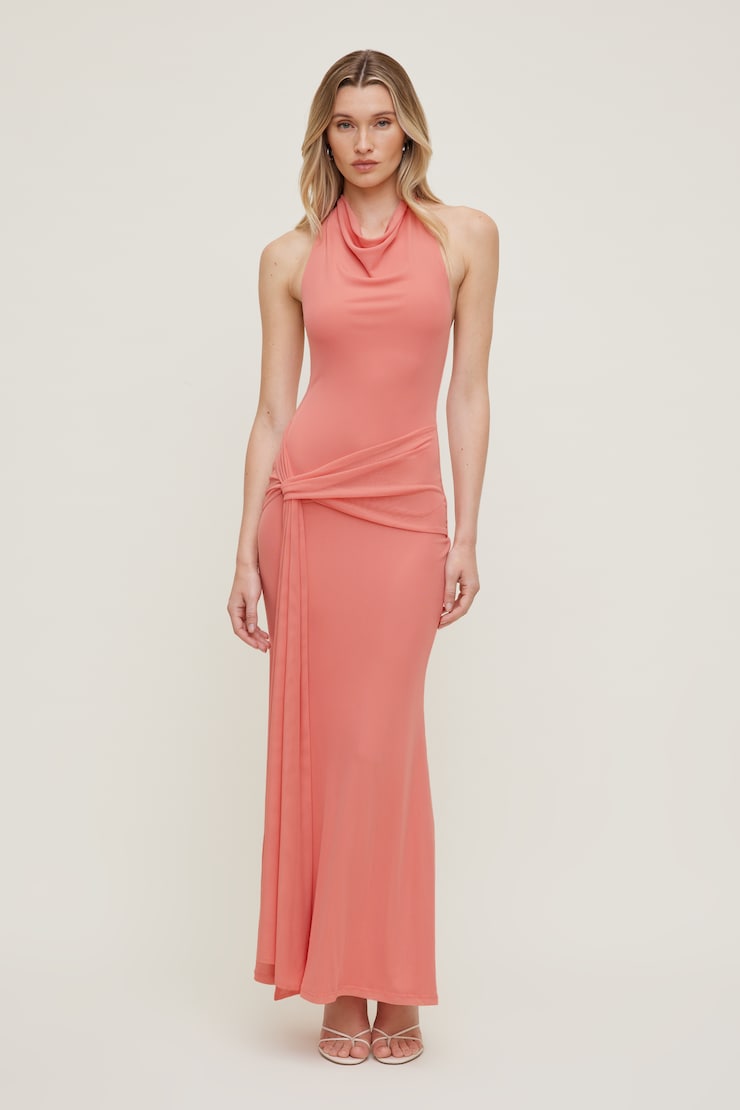 Robe maxi en maille drapée Scarlet