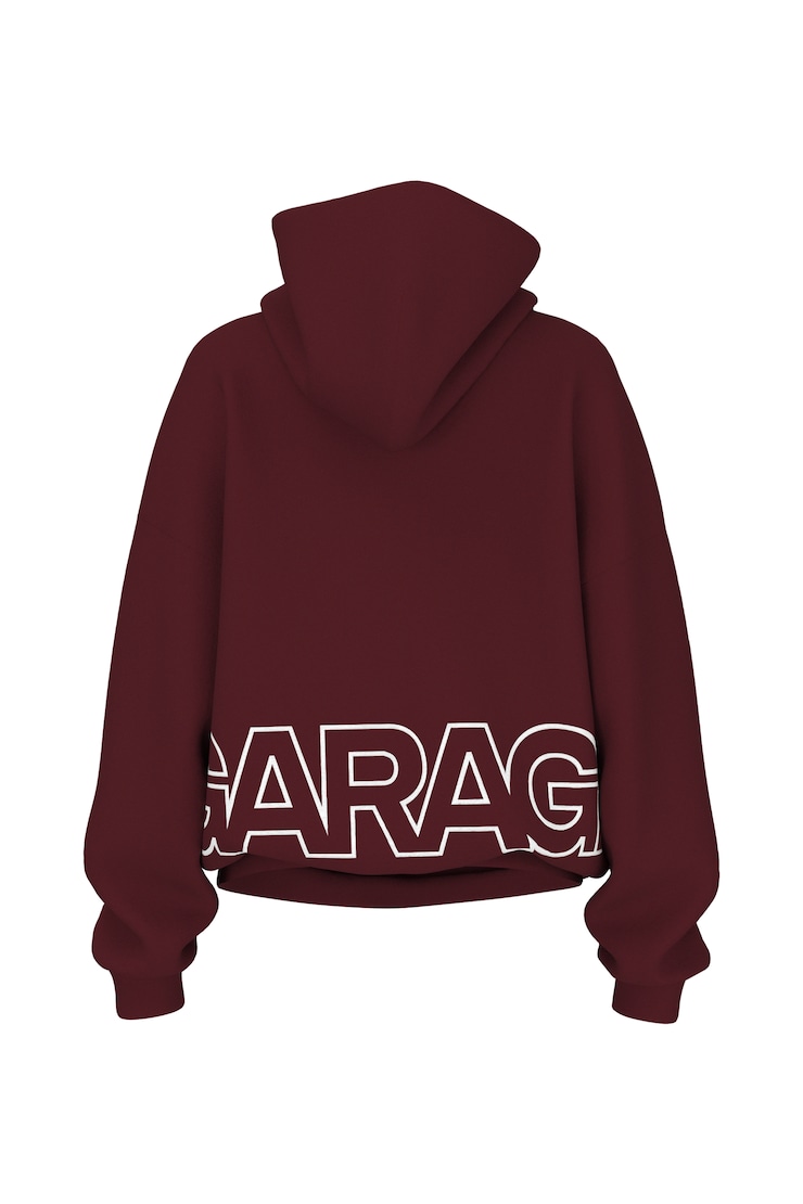 UltraFleece Hoodie, Burgundy Bite with GARAGE Logo Art, large