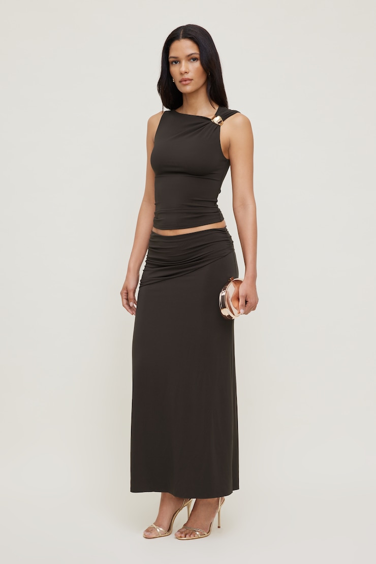 Sculpt Metal Detail Top Chocolate Torte Brown large