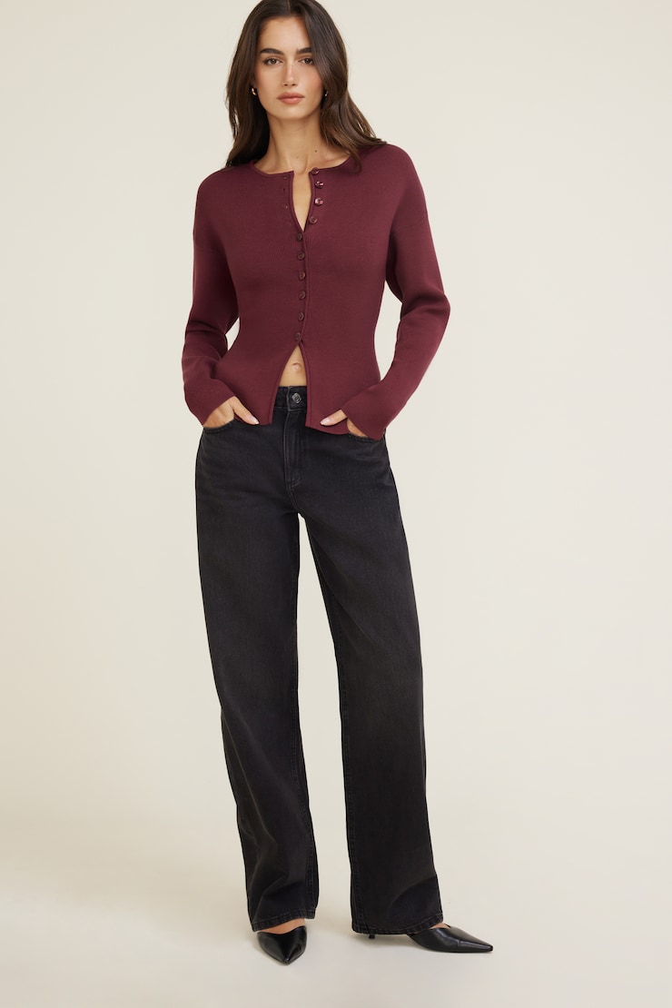 Fitted Drop Shoulder Cardigan