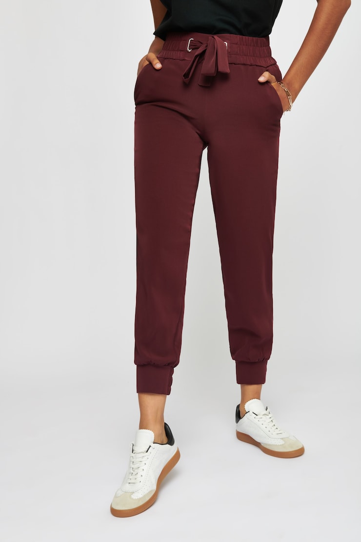 Jogger Sacha avec attache Vin rouge large