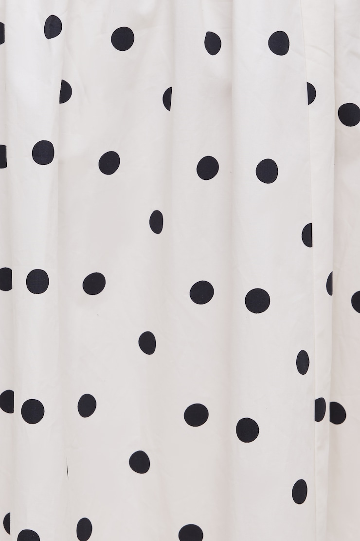 Drop Waist Poplin Midi Skirt White w/ Black Polka Dots large