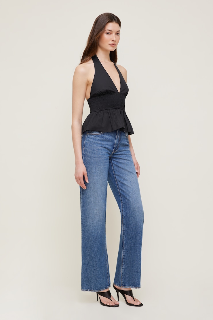 Gemma Poplin Halter Top Jet Black large
