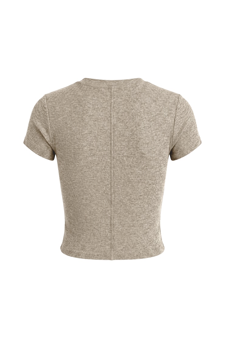 SnatchRib Cropped Crewneck T-Shirt, Chalet Brown, large