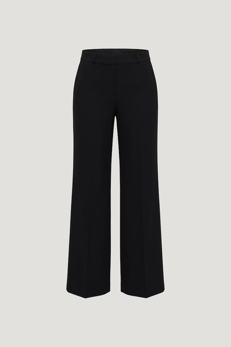 Crepe High Rise Wide Leg Pants Jet Black large