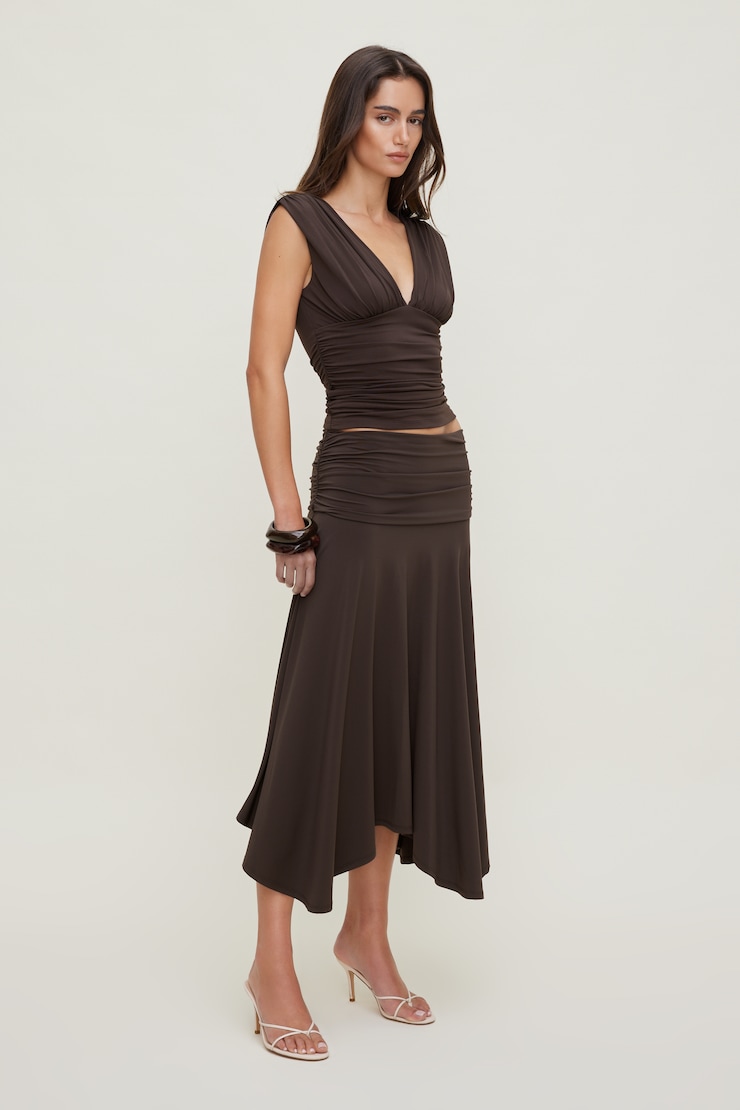 Sculpt Plunge Tank Top Java Brown large