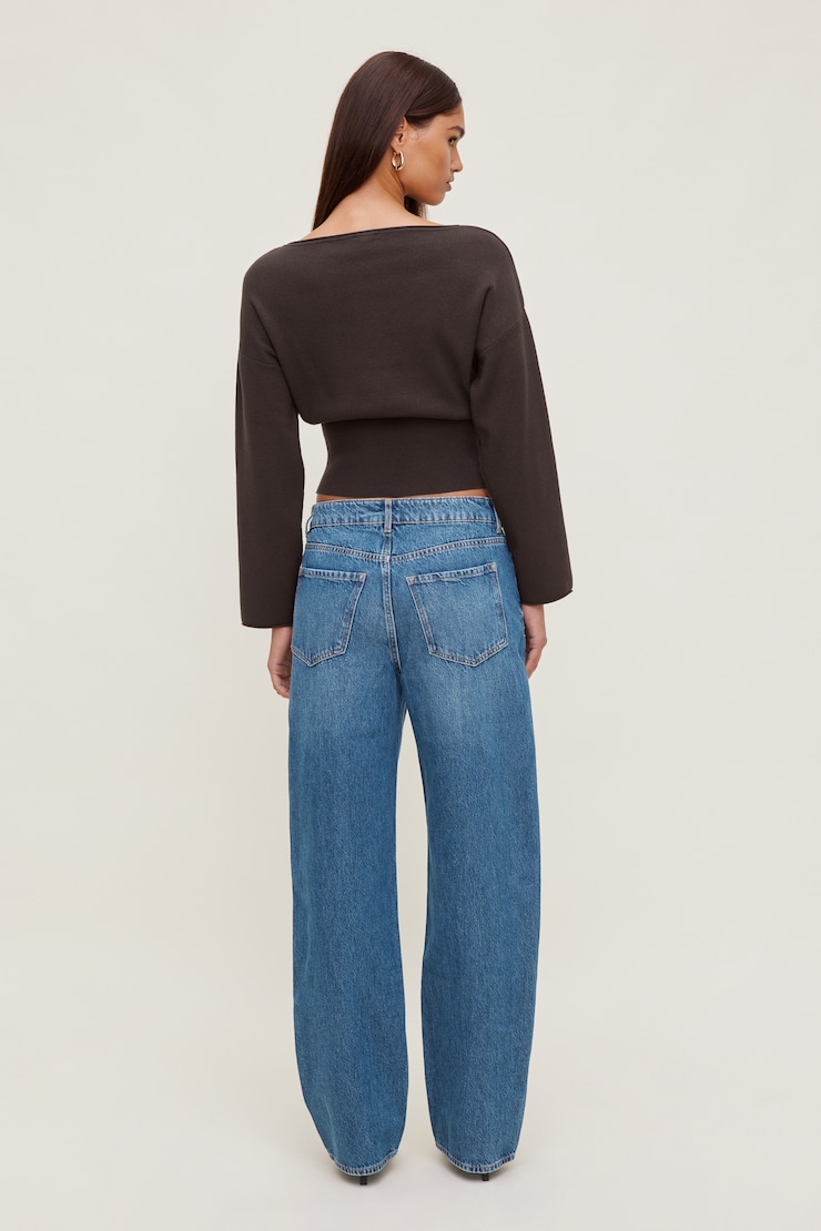 Suri Cinched Sweater Java Brown large