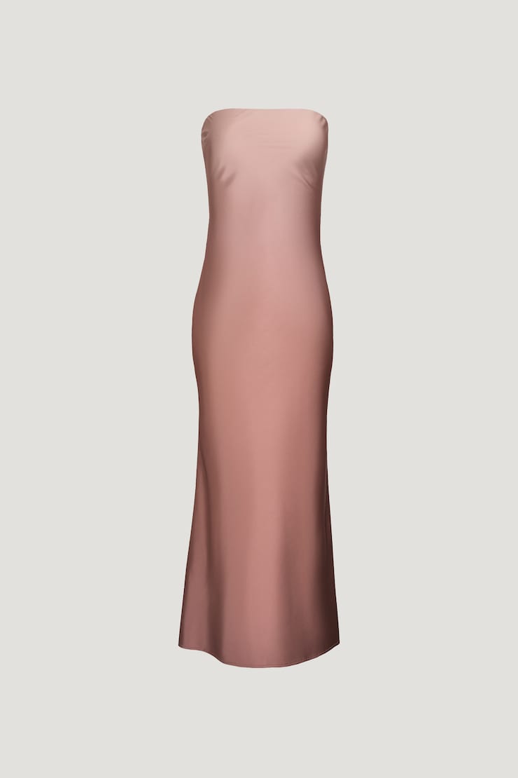Satin Maxi Tube Dress Brown Gradient large