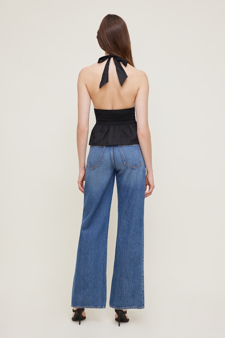 Gemma Poplin Halter Top Jet Black large
