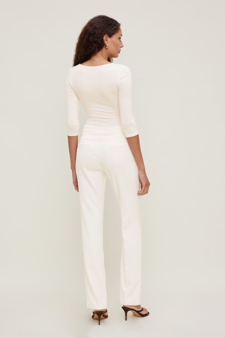 High Rise Slim Straight Leg Pants CALMING WHITE large