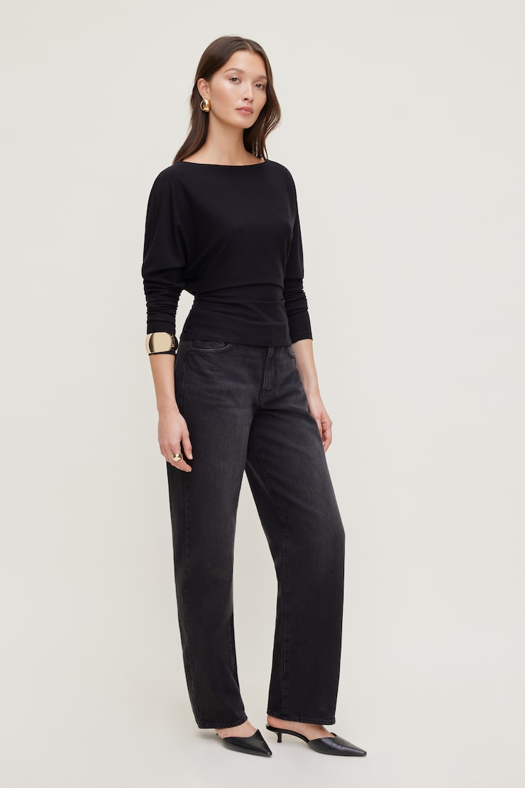 Mira Dolman Sleeve Top Jet Black large