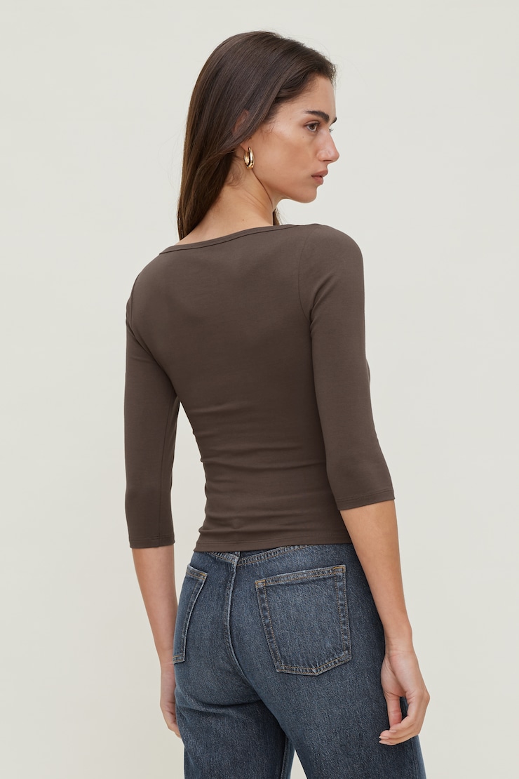 Maude Cotton Spandex T Shirt Light Mocha Brown large