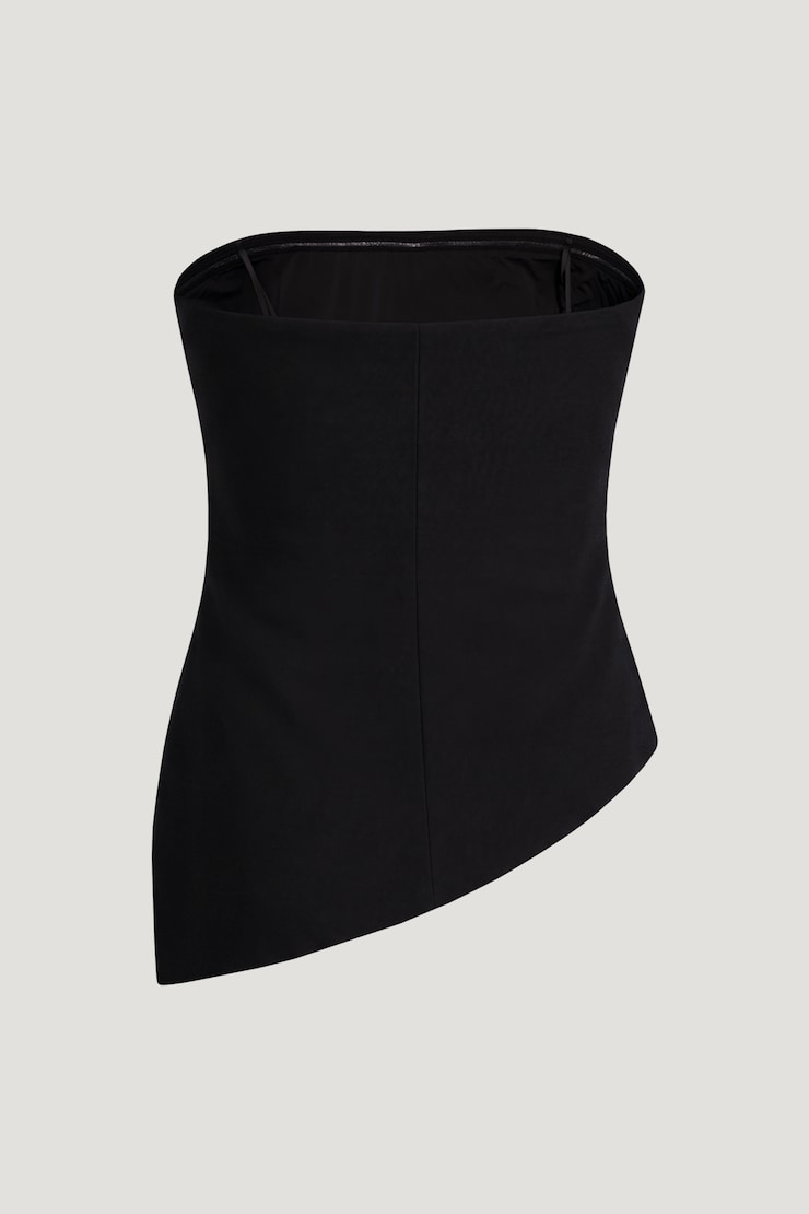 Asymmetric Ponte Tube Top Jet Black large