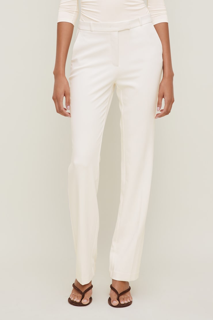 High Rise Slim Straight Leg Pants CALMING WHITE large