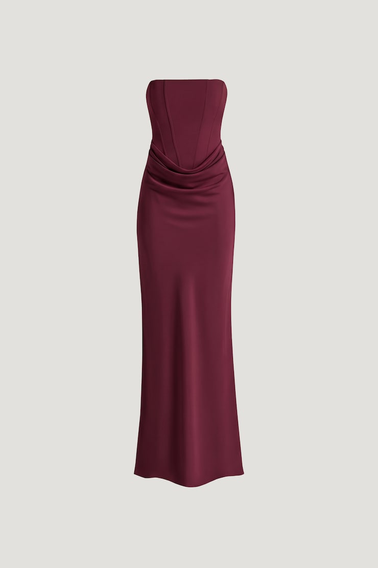 Blaire Corset Maxi Dress Maroon Banner large
