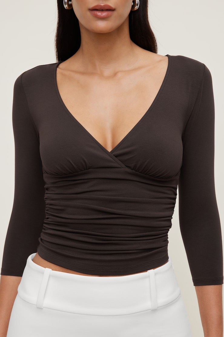 Morgan Plunge 3/4 Sleeve Top