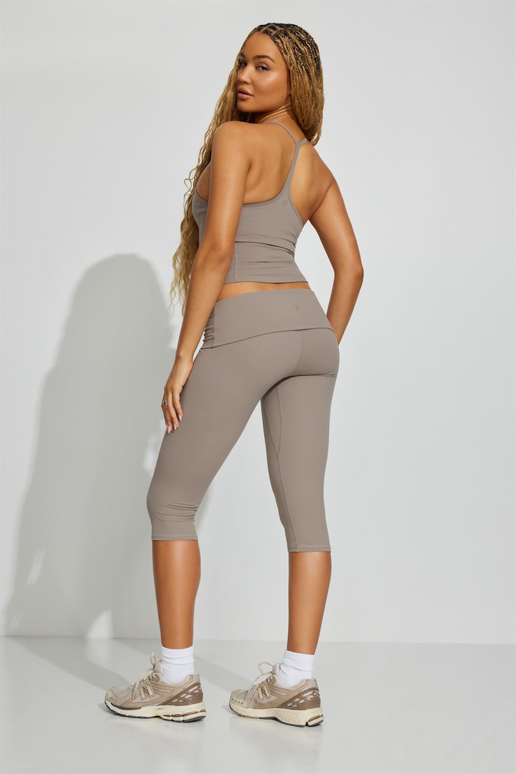 Active Foldover Capris, Satellite Beige, large