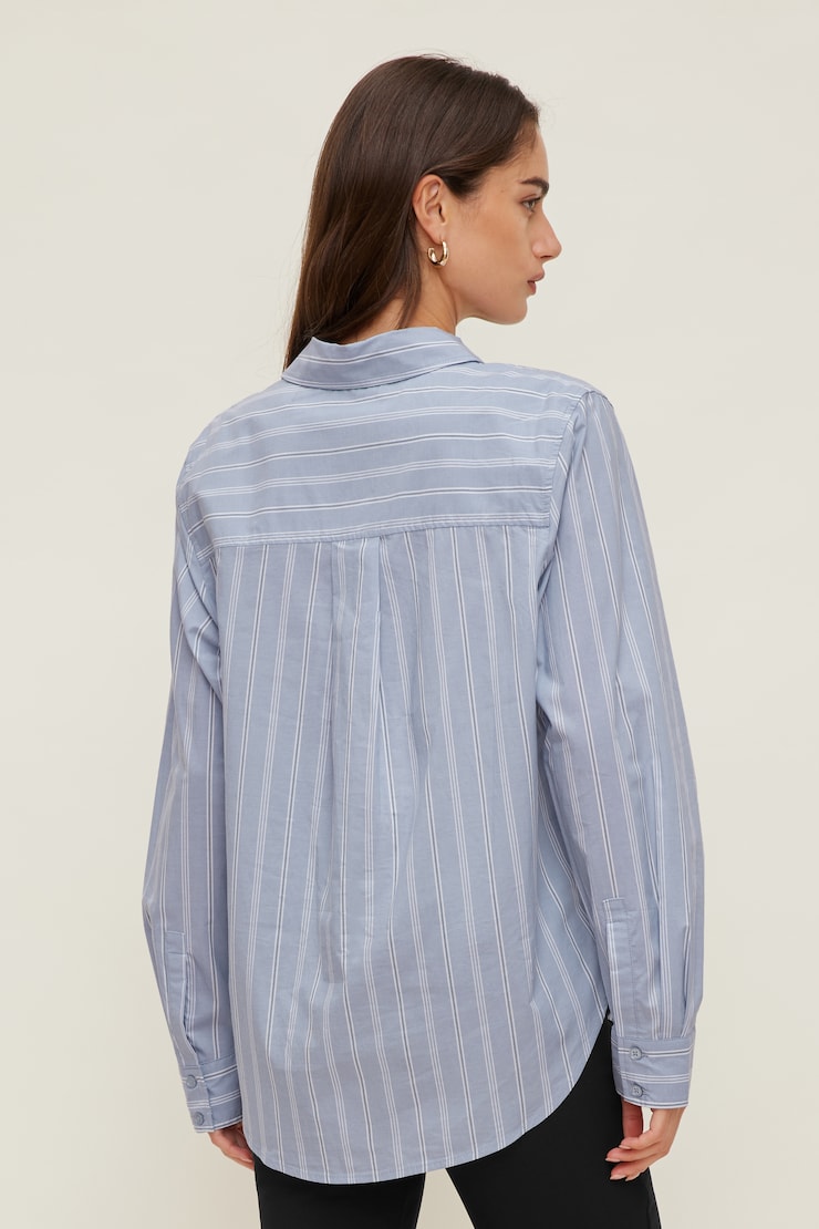 Isla Poplin Shirt Blue / Double White Stripes large