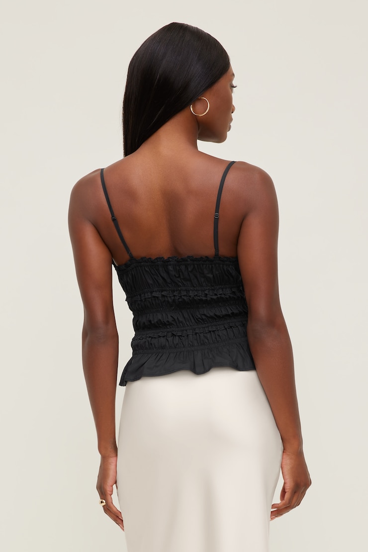 Smocked Poplin Cami Top Jet Black large