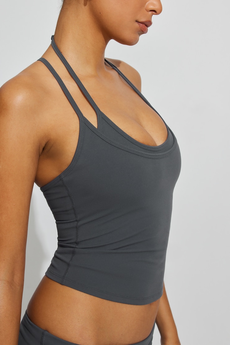 Active Layered Tank Top, Burnt Ash Grey, large