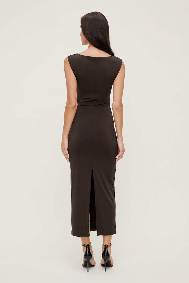 Brie Sculpt Maxi Dress Chocolate Torte Brown large