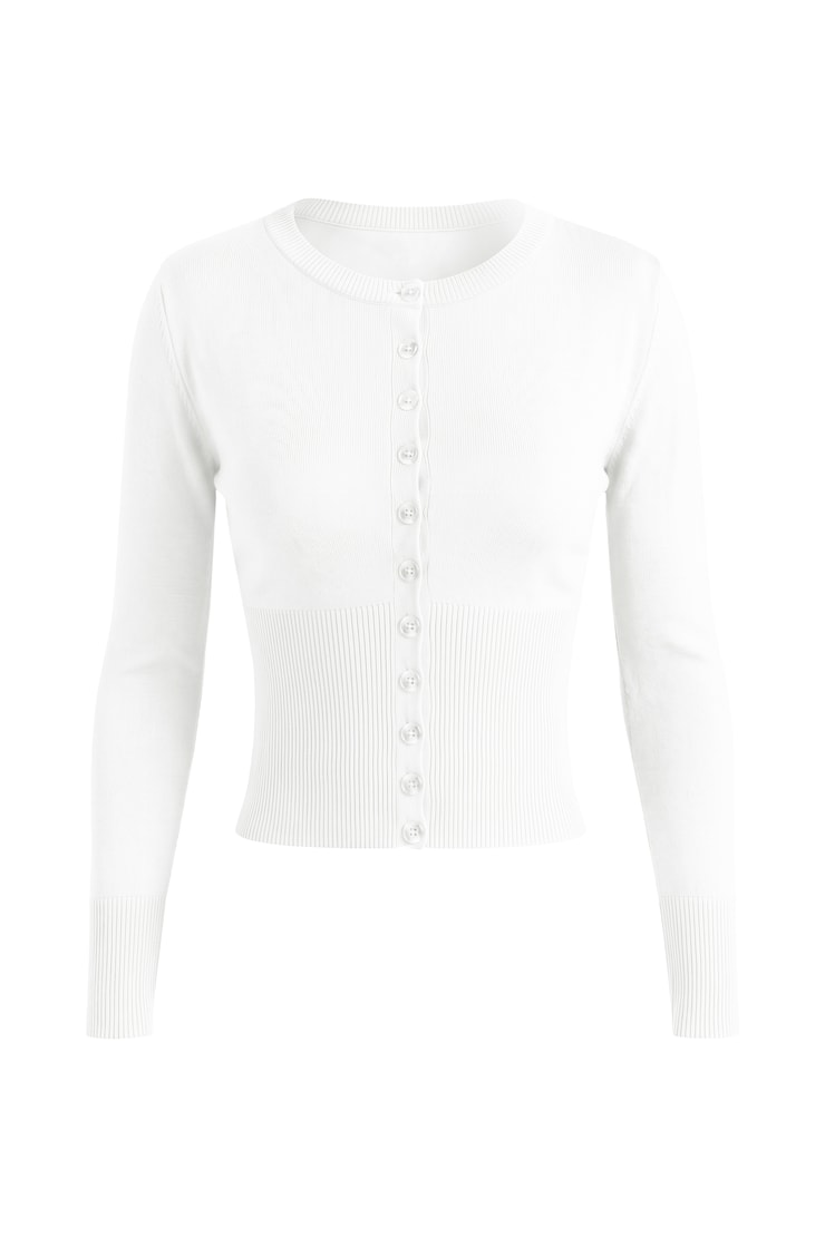 Clean Cinch Waist Cardigan, Snow White, large