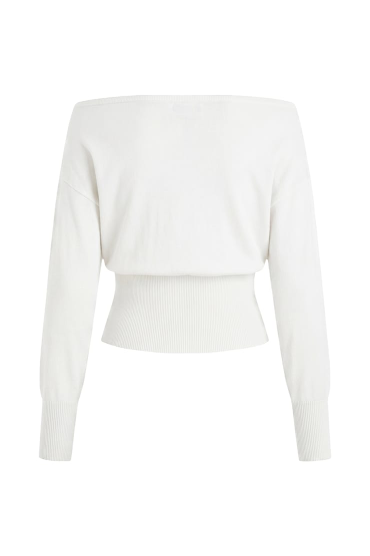 Off Shoulder Reset Long Sleeve Top, Snow White, large