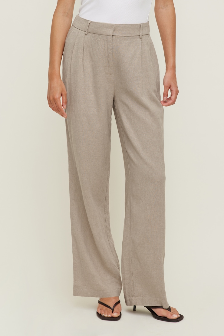 Alex Linen Wide Leg Pants Natural Linen Beige large