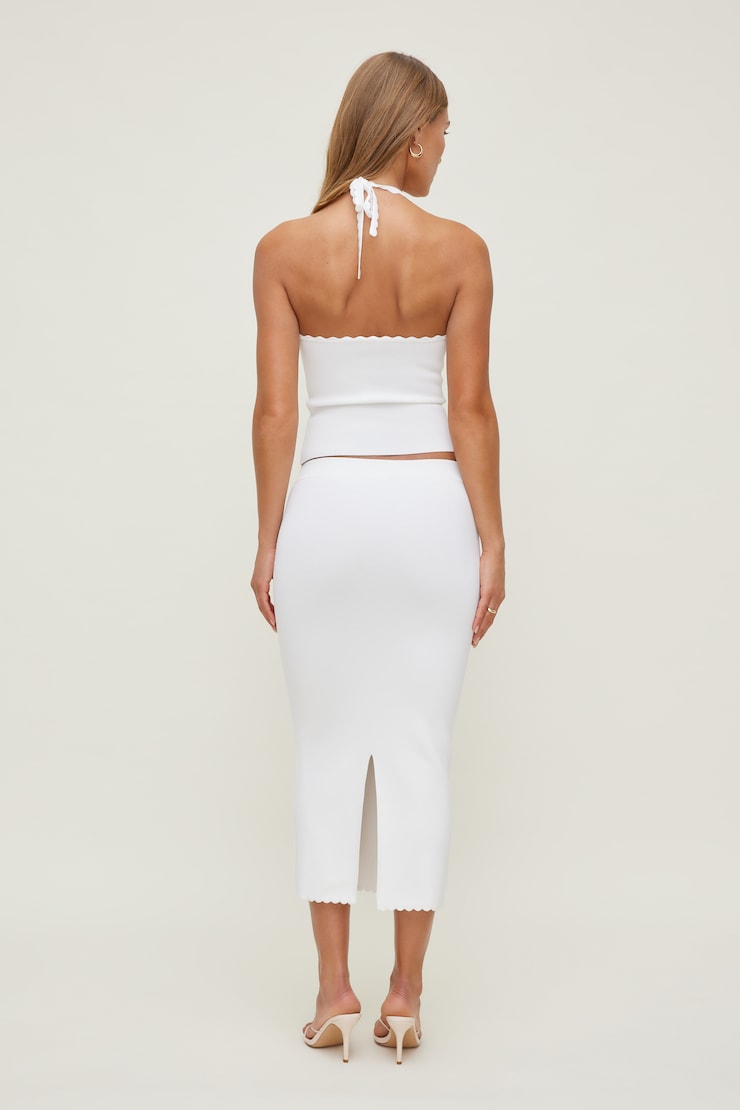 Scallop Trim Maxi Skirt Bright White large