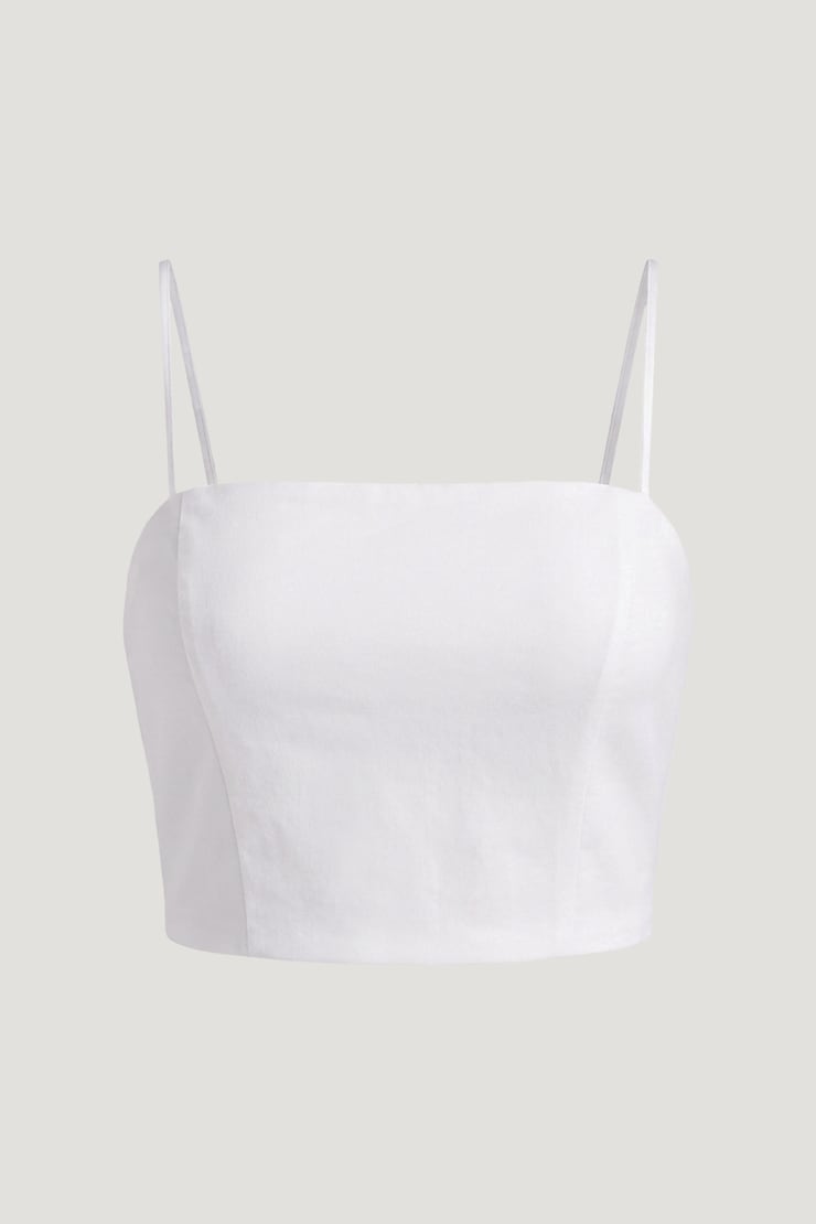 Cropped Poplin Tank Top Bright White large