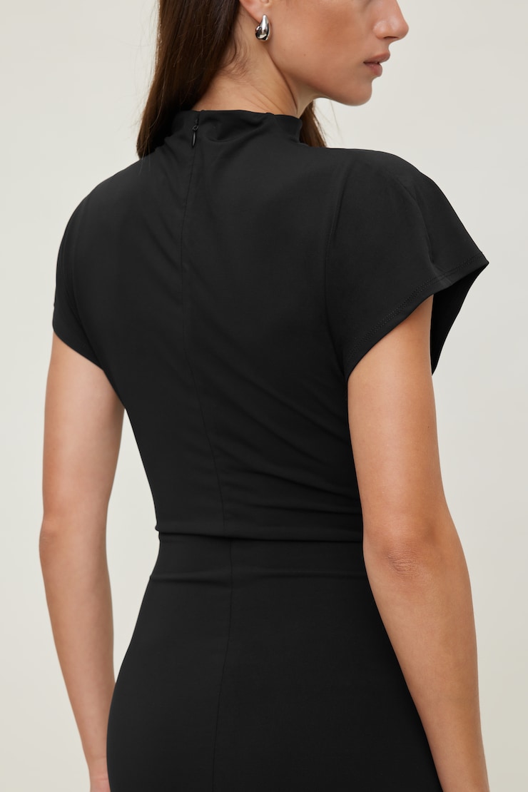 Sculpt Ruched Midi Dress Jet Black large