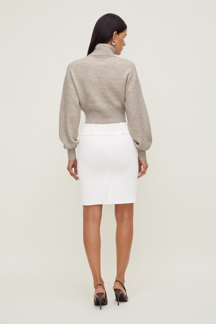 Ellora Cropped Turtleneck Sweater Atmosphere Melange Beige large