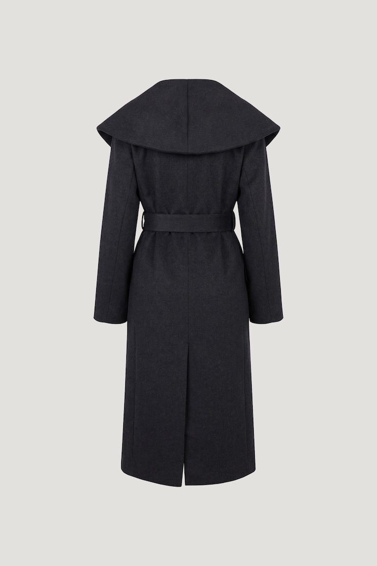 Wrap Wool Coat Charcoal Gray large