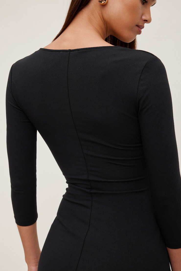 Morgan 3/4 Sleeve Mini Dress Jet Black large