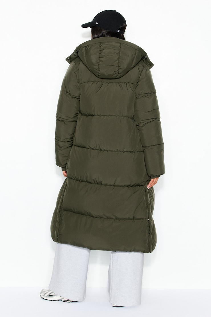 Manteau matelassé maxi, Kaki foncé, large