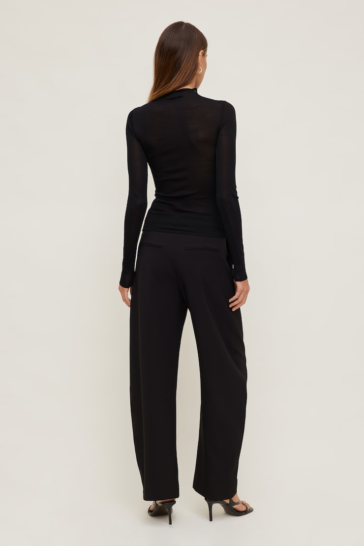 Sheer Mock Neck Sweater Jet Black large