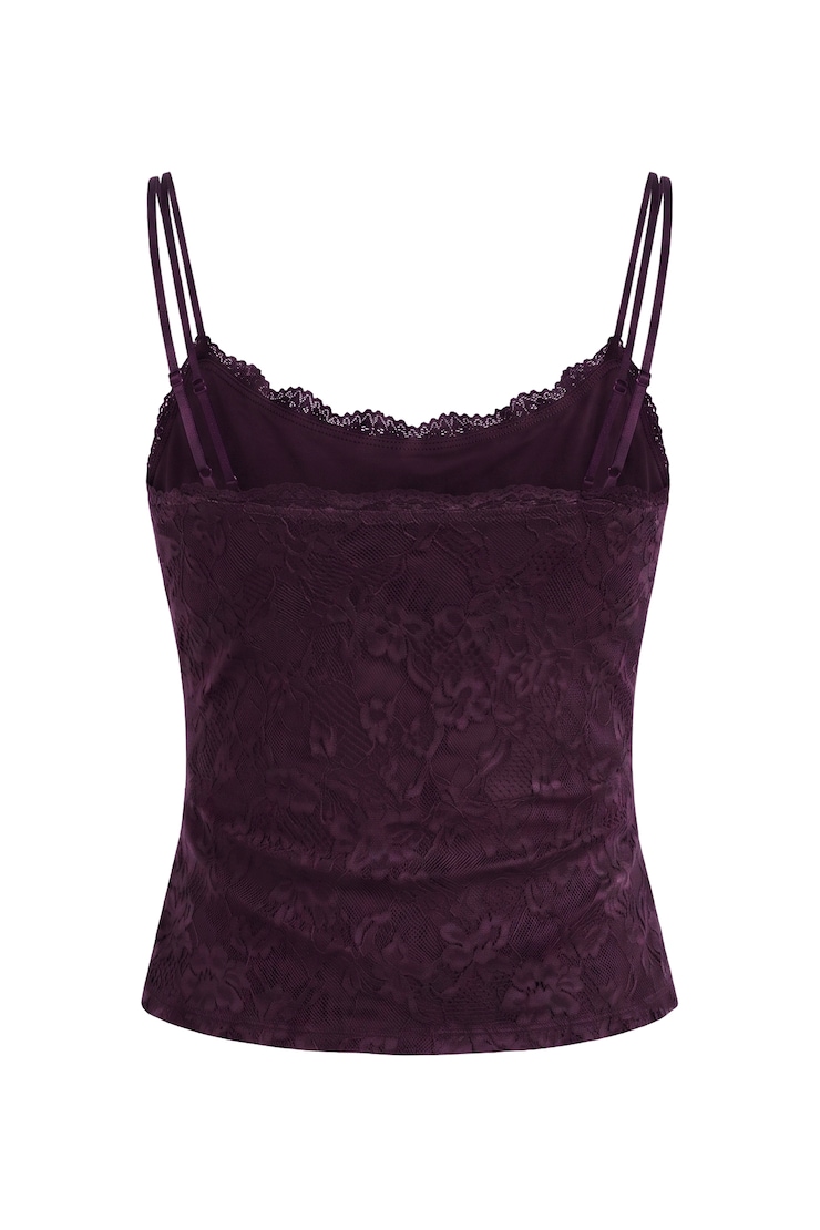Double Layer Lace Cami Top, Wild Berry Maroon, large