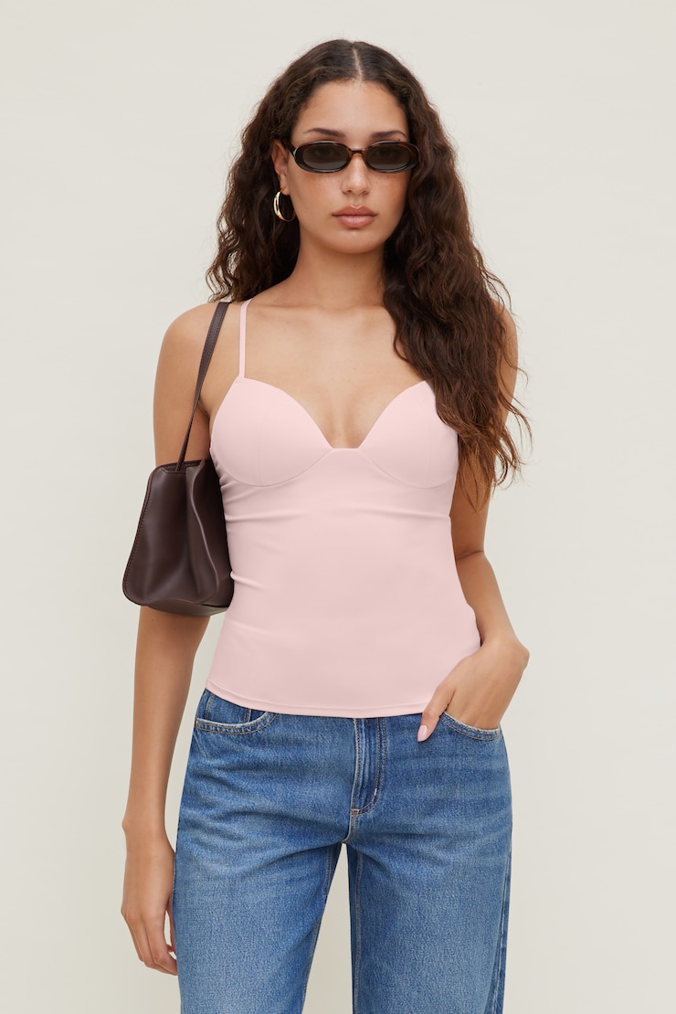 Mindi Padded Bustier Top Pink | Dynamite
