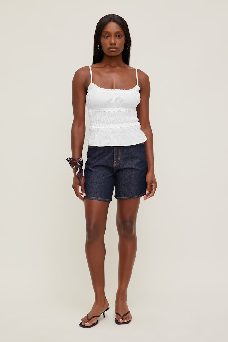 Smocked Poplin Cami Top White | Dynamite