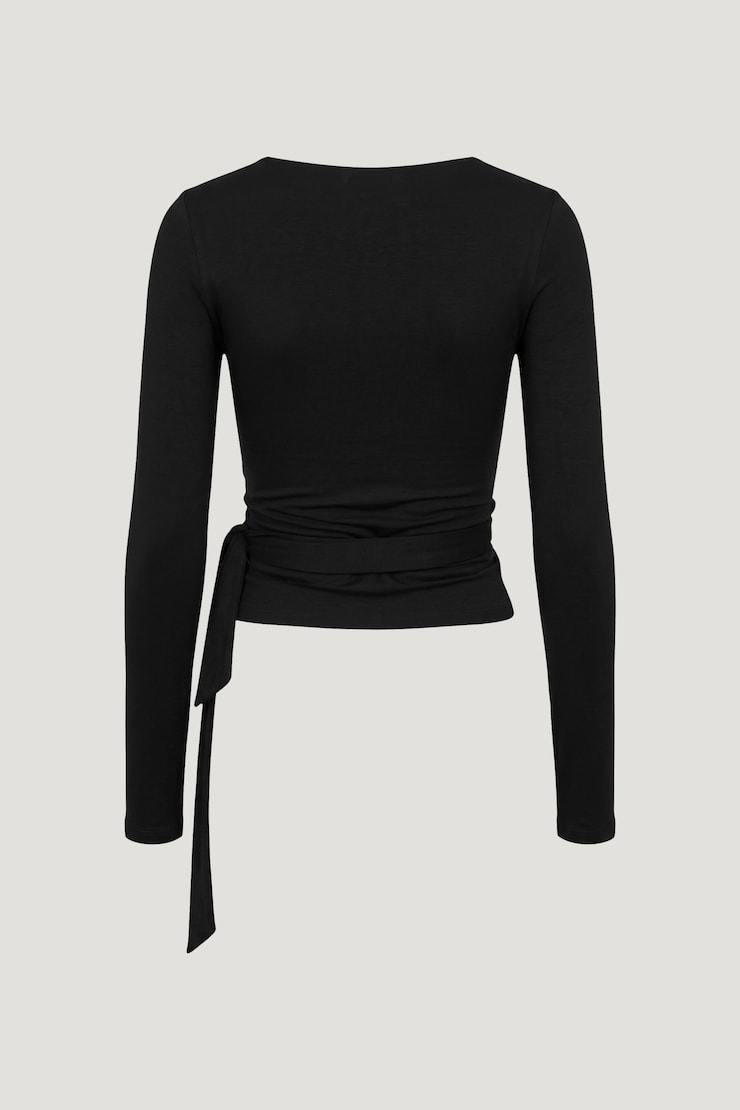 Wrap Long Sleeve Top Jet Black large