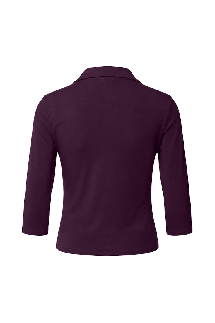 Sleek 3/4 Sleeve Polo Top, Wild Berry Maroon, large