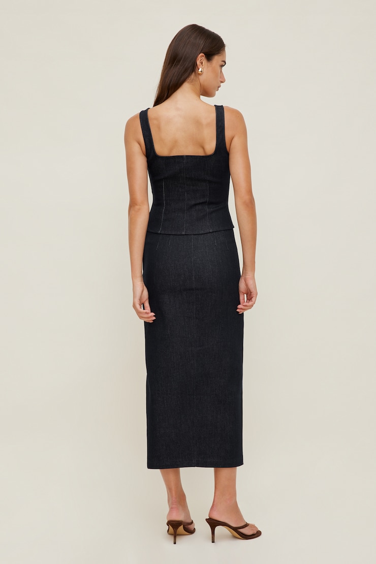 Pencil Denim Midi Skirt