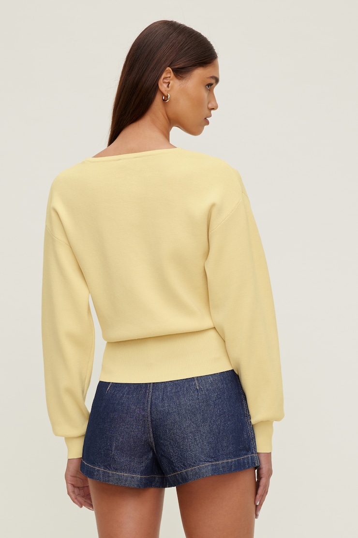 V Neck Cardigan Pale Yellow large