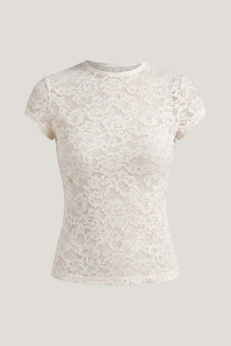 Lace Crewneck Top Sea Salt Cream large